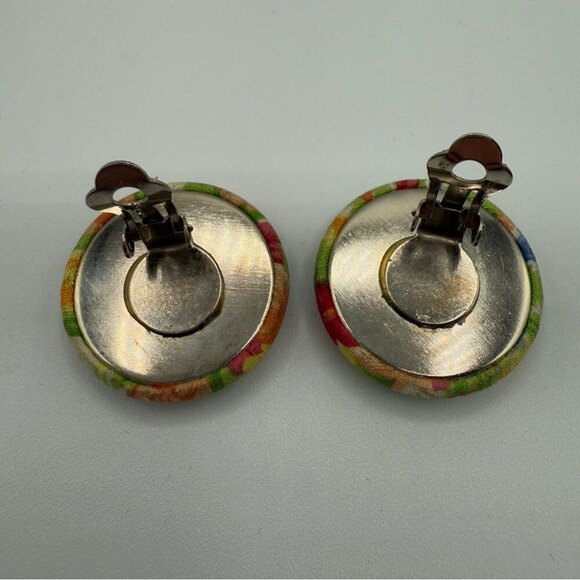 Floral Button Earrings - Clip On - Picture 3 of 8